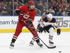 The Flames recently acquired Noah Hanifin (5) from the Carolina Hurricanes. Ian Kucerak/Postmedia