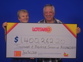 Maurice and Suzanne Seguin of Alexandria won $1,400,262.20 in the July 28 Lottario draw.