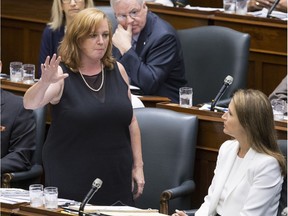 Lisa MacLeod, Ontario's Children, Community and Social Services Minister, and MPP for Nepean, speaks during Question Period at the Ontario Legislature this week.