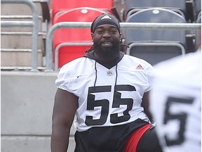 Ottawa Redblacks offensive tackle SirVincent Rogers  was one of five players whose fines were announced by the CFL on Wednesday.   Tony Caldwell/Postmedia