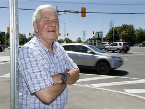 Safety advocate Emile Therien recently argued that bringing photo radar to the city will help save lives. Here, he watches the traffic on Innis Road. Not all letter-writers agree with him, however.