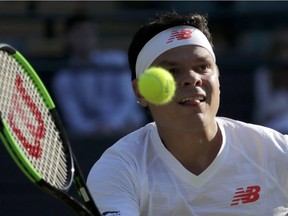 Milos Raonic of Thornhill, Ont., is seen here in action during a Wimbledon quarterfinal in July.