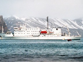 The Akademic Ioffe at anchor in a 2011 file photo.