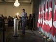 Canadian Prime Minister Justin Trudeau speaks to supporters at a Liberal Party fundraiser in Aurora, Ont., Friday, July 20, 2018.