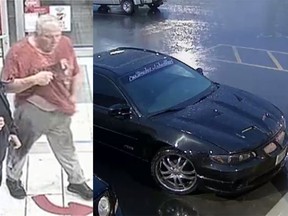Russell County OPP needs help identifying this man and/opr this car after a 71-year-old man was struck in the parking lot of the Russell Tim Hortons on Aug. 7th (he is fine).