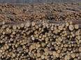 Files: Softwood lumber is pictured at Tolko Industries in Heffley Creek, B.C., on April, 1, 2018.