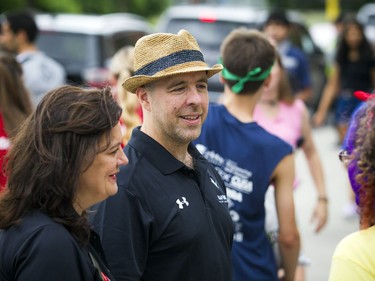 Carleton president Benoit-Antoine Bacon was out greeting new students and their families Saturday morning.