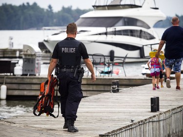 The OPP were on the St. Lawrence near Rockport Sunday September 2, 2018, searching for an 11-year-old Ottawa boy after a boat capsized Saturday afternoon.