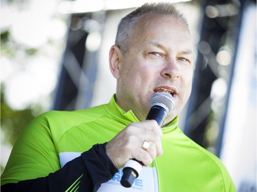 The Ottawa Hospital's The Ride took place Sunday September 9, 2018. Tim Kluke president and CEO, The Ottawa Hospital Foundation addressed the crowd before the 50KM cycle kicked off.