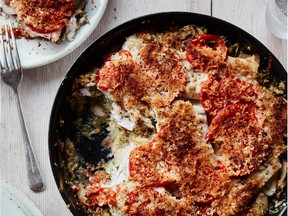Gratin of Haddock with Tomato and Zucchini from Carla Snyder's One Pan, Whole Family.