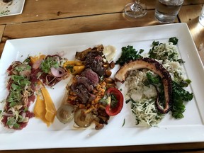 Beef carpaccio, bison, octopus at Antonyme