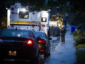 Gatineau police were on hand keeping an eye on the Mont-Bleu area in Gatineau as crews started to arrive to get to work as the sun came up Tuesday September 25, 2018.