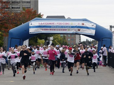 Runners take part in the Run for The Cure in Ottawa on Sunday, September 30, 2018.