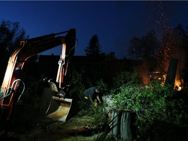 Marco Larcher, with his chainsaw, helped clean up a friend's property that lost multiple tall Pine trees on Pink Rd in Aylmer after a tornado left parts of Ottawa and Gatineau devastated, September 22, 2018.