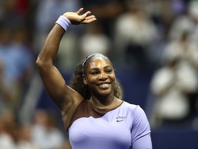 Serena Williams celebrates her win over Anastasija Sevastova in the U.S. Open semifinals on Sept. 6.