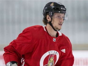 Ottawa Senators Thomas Chabot during an informal pre-training camp skate at the Bell Sensplex. September 11, 2018. Errol McGihon/Postmedia