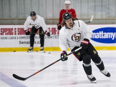 Ottawa Senators captain Erik Karlsson during an informal pre-training camp skate at the Bell Sensplex. September 11, 2018. Errol McGihon/Postmedia