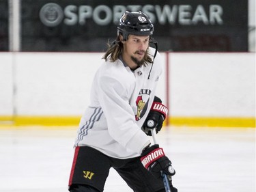 Ottawa Senators captain Erik Karlsson during an informal pre-training camp skate at the Bell Sensplex. September 11, 2018. Errol McGihon/Postmedia