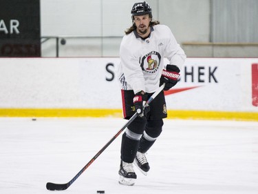 Ottawa Senators captain Erik Karlsson during an informal pre-training camp skate at the Bell Sensplex. September 11, 2018. Errol McGihon/Postmedia
