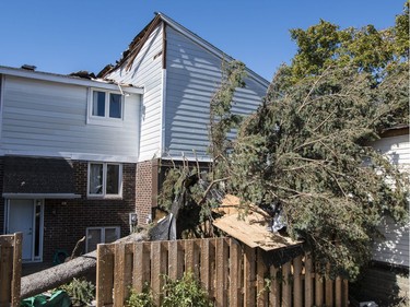 Storm damage at the Quarry Co-op on McCarthy Road in Ottawa. September 22, 2018.