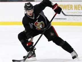 Erik Karlsson of the Ottawa Senators during practice at the Bell Sensplex.