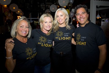 From left, Caroline Riendeau, Emma Gilfillan, who is with Panasonic, one of the event sponsors, Sarah Grand, Can’t Dim My Light committee member, and Roger Roy.