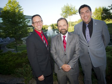 From left, John Ouellette, vice-president of philanthropy at the Ottawa Regional Cancer Foundation, Paul Chiarelli, president and COO of Wesley Clover, and Nyle Kelly, general manager of Brookstreet Hotel.