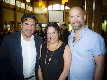 From left, photographer Miv Fournier, makeup artist Leslie-Anne Barrett and Bruno Racine, CEO of the Loft Urban Salon.