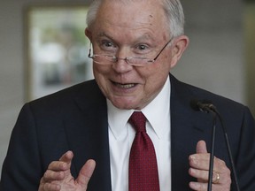 Attorney General Jeff Sessions speaks at the dedication for the United States Courthouse for the Southern District of Alabama, Friday, Sept. 7, 2018, in Mobile, Ala.