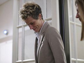 Andrea Constand leaves after the first day of the sentencing hearing in the sexual assault trial of entertainer Bill Cosby at the Montgomery County Courthouse in Norristown, Pa., Monday, Sept. 24, 2018.