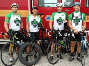 Cheering on our own #OttawaFire 4 FF Flinter, Portugaise, Randall & Wu. Safe travels as you make your way to Ottawa. Cycling fundraiser supports great cause. twitter: @OttFire