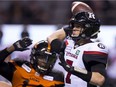 Ottawa Redblacks quarterback Trevor Harris threw two interceptions against the Lions, but there could have been more.