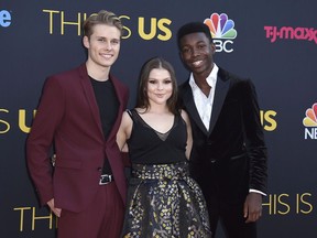 When "This Is Us" debuts its third season on Tuesday, it won't be just fans tuning in with tissue boxes, ready for an inevitable tear-jerker moment to arise in the series that's known to make viewers bawl. Logan Shroyer, from left, Hannah Zeile and Niles Fitch arrive at the Los Angeles premiere of "This Is Us" Season 2 in Los Angeles on Tuesday, Sept. 26, 2017.
