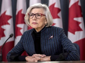Outgoing Chief Justice of the Supreme Court of Canada Beverley McLachlin listens to a question during a news conference on her retirement, in Ottawa on Friday, Dec. 15, 2017. La Maison Simons is apologizing after it named a product in a new women's lingere line after former Supreme Court chief justice Beverley McLachlin.