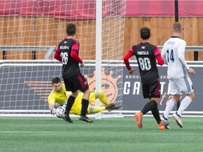 Fury FC goalkeeper Maxime Crépeau makes a save against Bethlehem Steel on Sunday. Crépeau earned his 15th clean sheet of the season in the 0-0 draw. Steve Kingsman/Freestyle Photography for Ottawa Fury FC