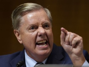 Sen. Lindsey Graham, R-S.C., speaks as Supreme Court nominee Brett Kavanaugh testifies before the Senate Judiciary Committee on Capitol Hill in Washington, Thursday, Sept. 27, 2018.