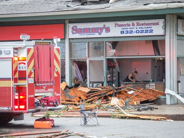 The strip mall at the corner of Dunrobin and Thomas Donlan Parkway as a reported tornado touched down in Dunrobin in the far west end of Ottawa. Wayne Cuddington/ Postmedia