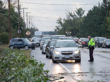 Traffic was snarled as a reported tornado touched down in Dunrobin in the far west end of Ottawa. Wayne Cuddington/ Postmedia