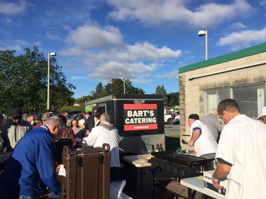 The community came together in Barrhaven Saturday in the aftermath of the storm. There was no power so everyone was out at Larkin House for pancakes, hot chocolate and coffee. Darrell Bartraw of the West Barrhaven community association organized this event with Counc. Jan Harder