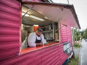 Chef Paul Natrall poses for a photograph in the trailer where he operates his catering business on the Squamish First Nation, in North Vancouver, B.C., on Friday September 21, 2018. Since he started serving Indigenous cuisine from his Mr. Bannock food truck in Vancouver nearly a year ago, the chef has hired several employees for his in-demand fusion food business. In recent years, Indigenous-owned eateries like his have emerged in many Canadian cities serving traditional foods like bannock and buffalo.