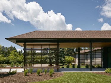 Architect Christopher Simmonds said the wood slacking gives the home life by adding texture to the otherwise long and horizontal house.