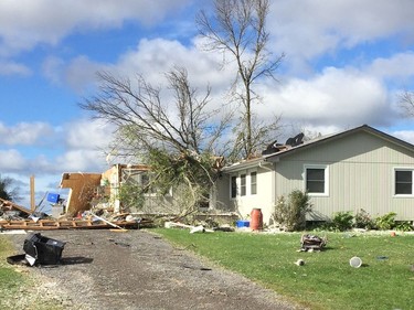 Damage after the tornado that hit Ottawa on September 21, 2018.  Storm damage along Mohrs Road near Kinburn.