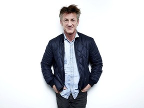 FILE - In this March 27, 2018, file photo, author-activist Sean Penn poses for a portrait in New York to promote his novel "Bob Honey Who Just Do Stuff." Penn says much of the spirit of what has been the MeToo movement is to "divide men and women." Penn appeared Monday, Sept. 17, in an interview with the co-star of the new Hulu show "The First" on NBC's "Today" show.