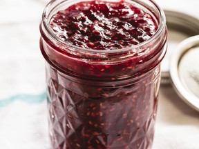 This undated photo provided by America's Test Kitchen in August 2018 shows a raspberry jam in Brookline, Mass. This recipe appears in the cookbook "Foolproof Preserving."