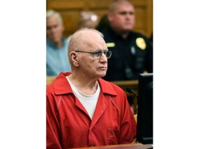 Philip Snider sits in court in Canton, Ohio Monday, Aug. 27, 2018. Snider, on Monday pleaded guilty to aggravated murder, gross abuse of a corpse and tampering with evidence in a Canton courtroom in exchange for a sentence of 20 years to life in prison and the promise that he'd lead authorities to where he dumped his 70-year-old wife's body. Roberta Snider was reported missing in January.