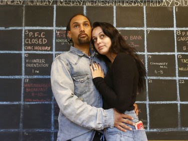 Brandon Owen and his fiancé Bre Miedema visit the Parkdale Food Centre in Ottawa Monday Sept 24, 2018. Brandon and Bre had their apartment destroyed at 8 Rue Radisson in Gatineau last Friday in the tornado. Brandon was at the Parkdale Food Centre receiving help from the community.