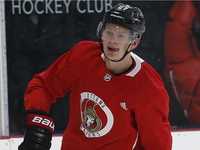 Brady Tkachuk was on a line with Filip Chlapik and Colin White in Thursday's workouts.