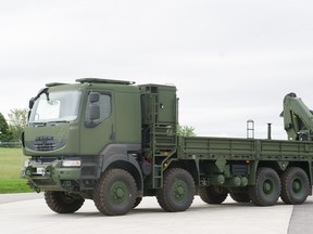 The new Standard Military Pattern Truck delivered to CFB Petawawa as part of the Medium Support Vehicle System project. Photo by Private Jonathan King, Canadian Forces.