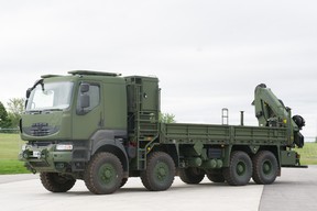 The new Standard Military Pattern Truck delivered to CFB Petawawa as part of the Medium Support Vehicle System project. Photo by Private Jonathan King, Canadian Forces.