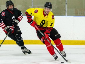 Austen Keating skates during the Ottawa 67's three-on-three tournament at training camp in September 2018.